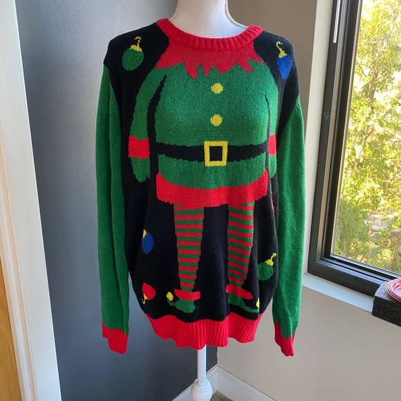 V28 Christmas Elf Body Ugly Christmas Sweater - Picture 2 of 7